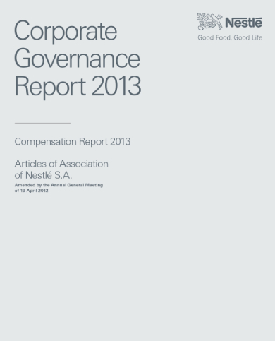 nestlé corporate governance report to the board