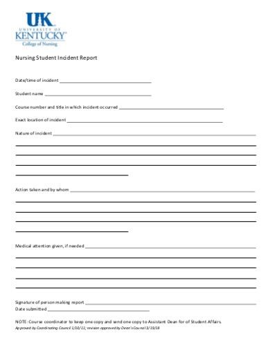 nursing student incident report