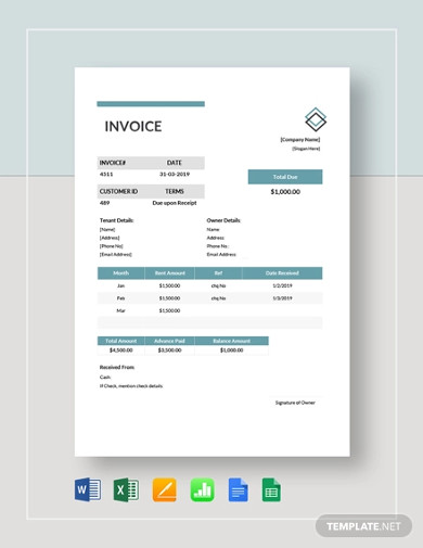 sample invoices from landlord to tenant