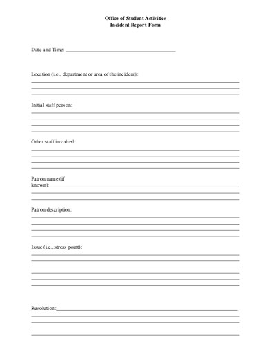office of student activities incident report form
