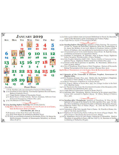 Church Calendar - 17+ Examples, Format, Pdf | Examples