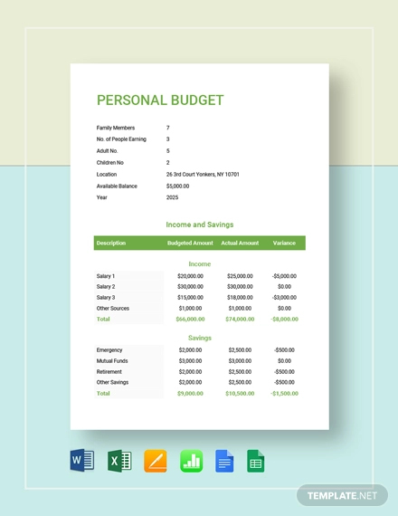 personal budget template