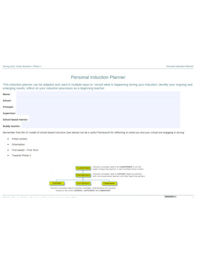 personal induction planner