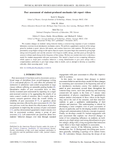 Physics Education Research Lab Report