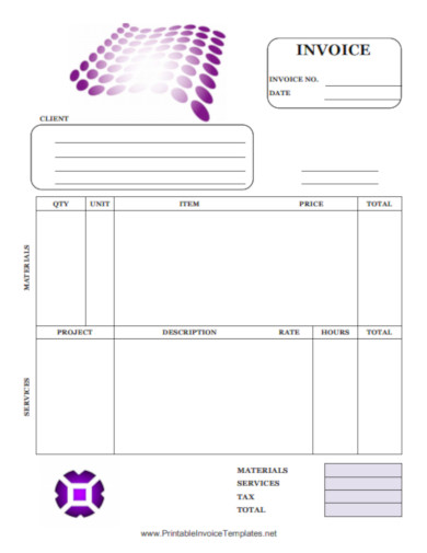 printable graphic design invoice