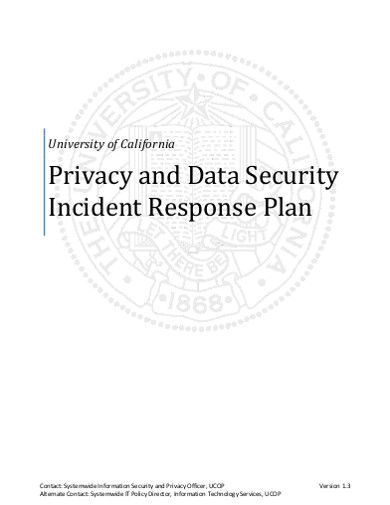 privacy and data security incident response plan