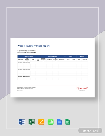 product inventory usage report template