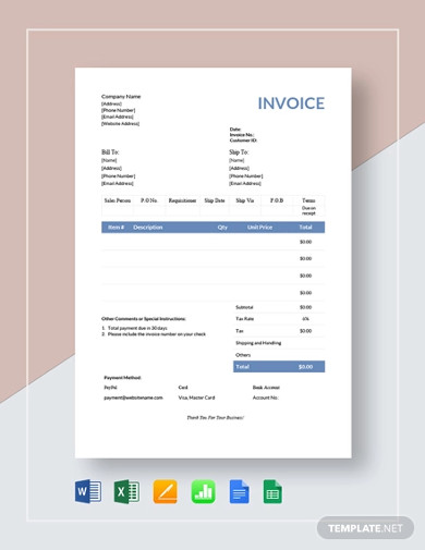 Sales Invoice Examples - 17+ PDF, Word, Excel | Examples