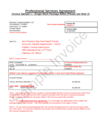 professional services invoice sample