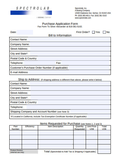 purchase application form 