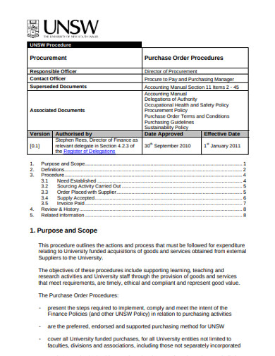 purchase order procedures 