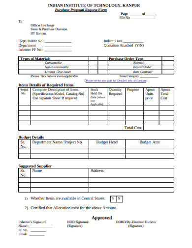 purchase proposal request form