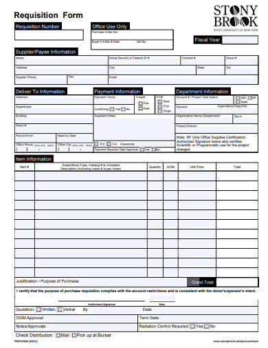 purchase requistion order form