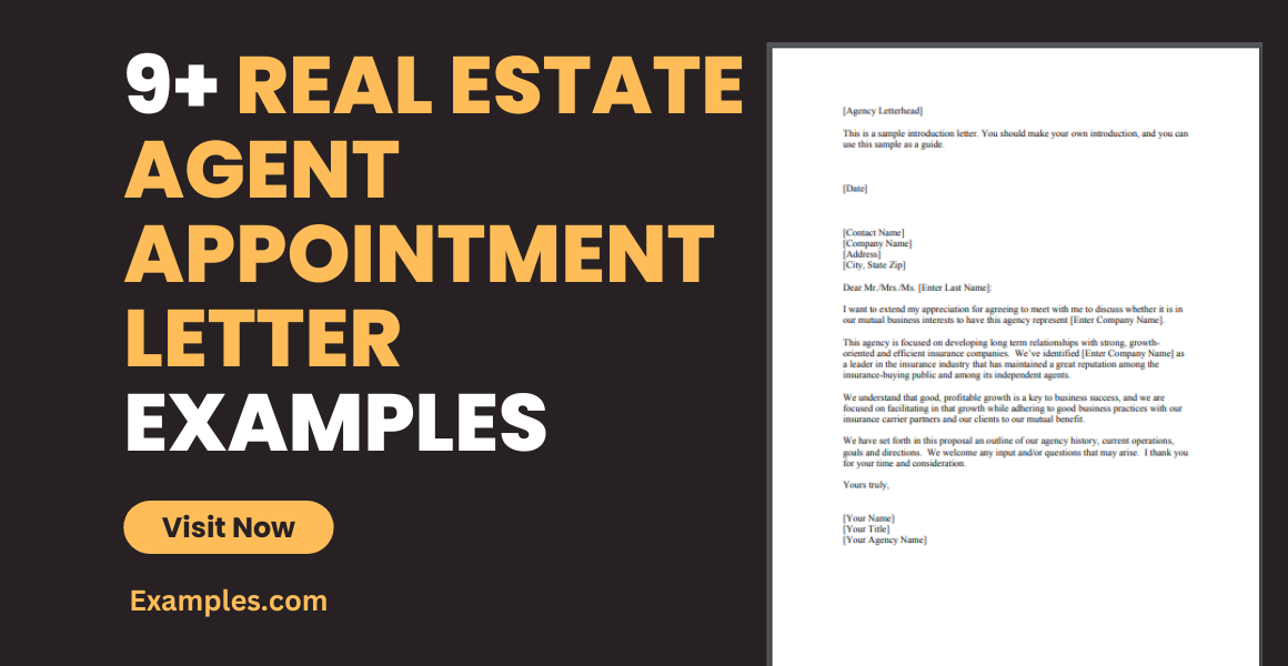 real estate agent appointment letter examples