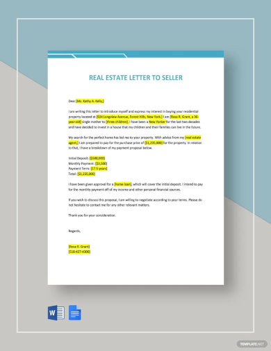 real estate letter to seller template