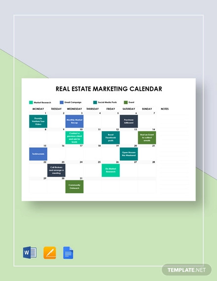 Real Estate Marketing Calendar Template