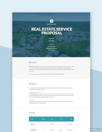 real estate service proposal template
