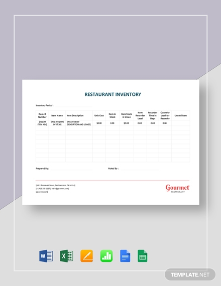 FREE 13+ Best Restaurant Inventory Examples & Templates [Download Now ...