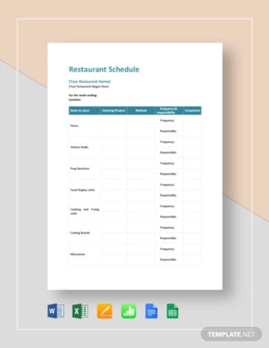 restaurant schedule template