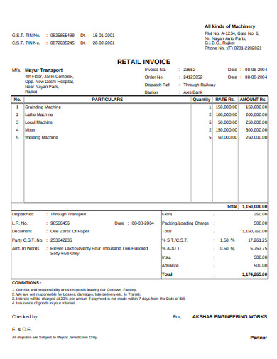 Free 10 Retail Invoice Examples Templates Download Now Examples