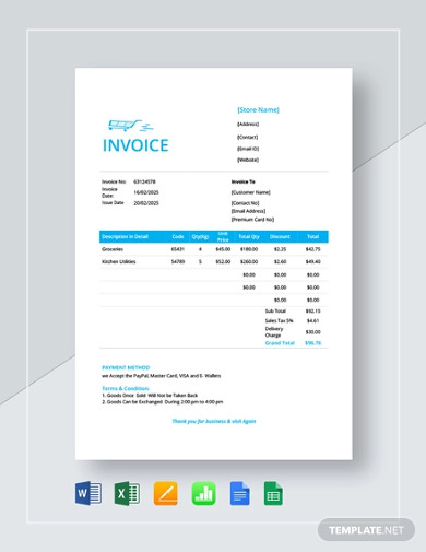 Retail Store Invoice Template