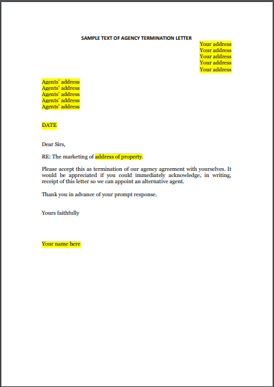 Sample Letter To Real Estate Agent