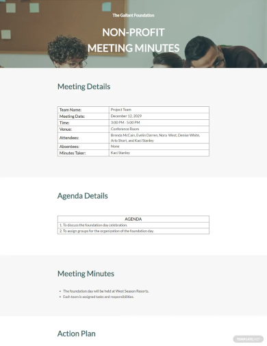 sample nonprofit meeting minutes template