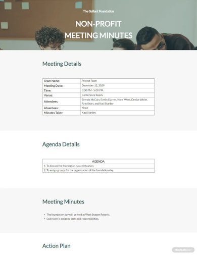 Sample Nonprofit Meeting Minutes Template