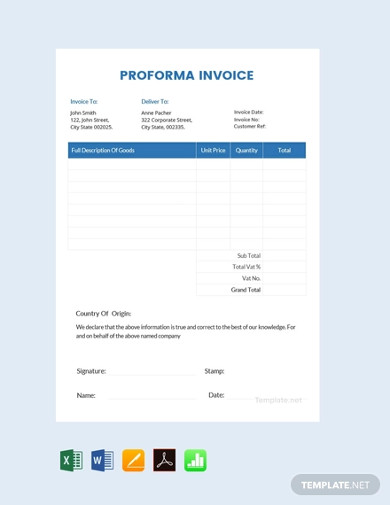sample proforma invoice 