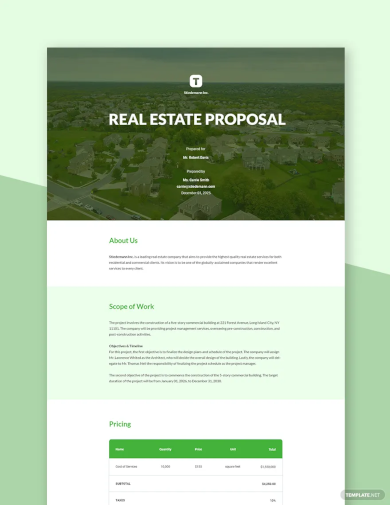 sample real estate proposal template