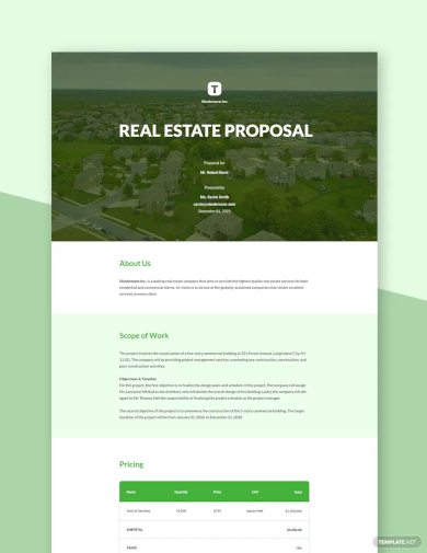 Sample Real Estate Proposal Template