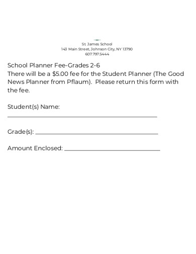 School Planner Fee Grades