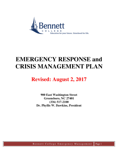 School Emergency Response Crisis Management Plan
