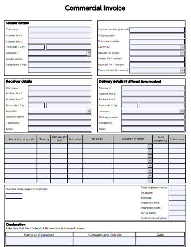 simple commercial invoice