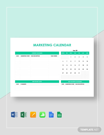 Simple Marketing Calendar Template