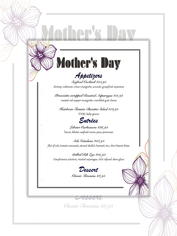 simple mothers day menu