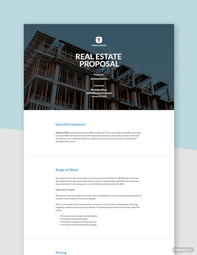 simple real estate proposal template