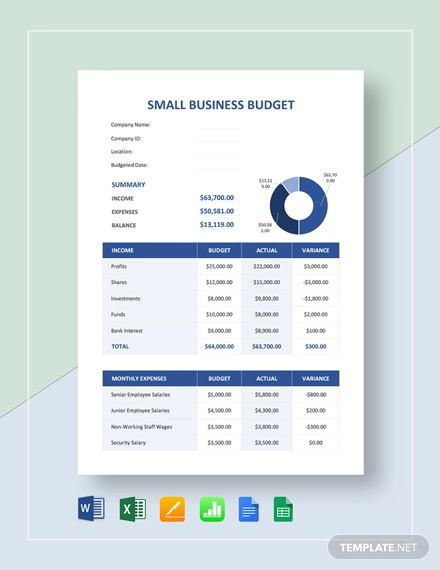small business budget template