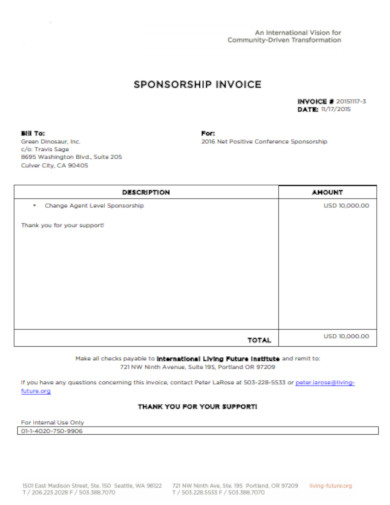 sponsorship invoice