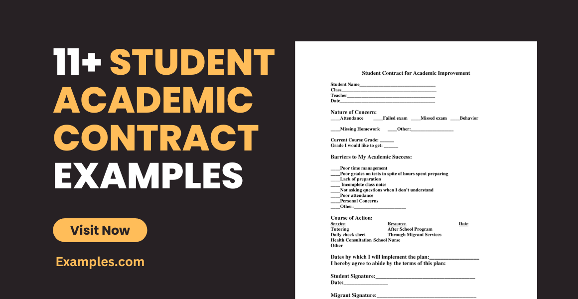 student academic contract template examples