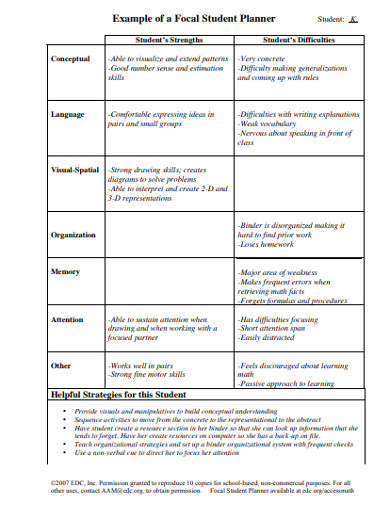 student planner in pdf