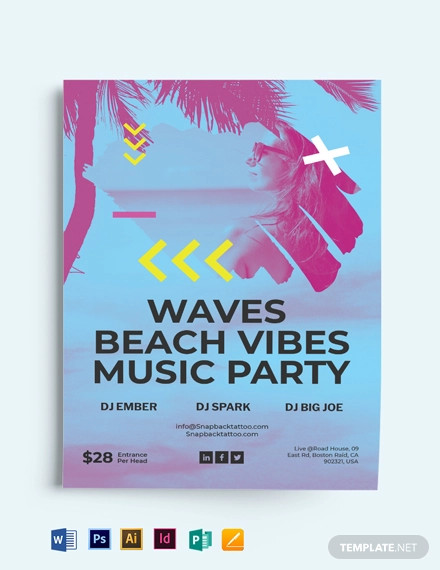 sunset beach party flyer template