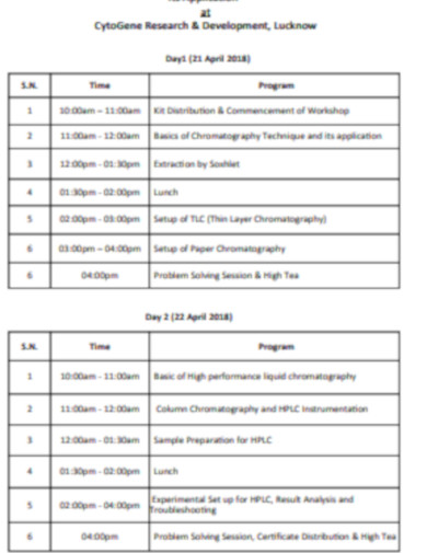 time schedule for two days workshop