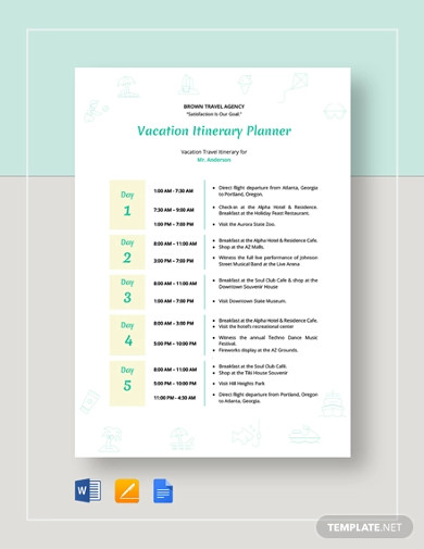 Vacation Planner 9 Examples Format Pdf Examples