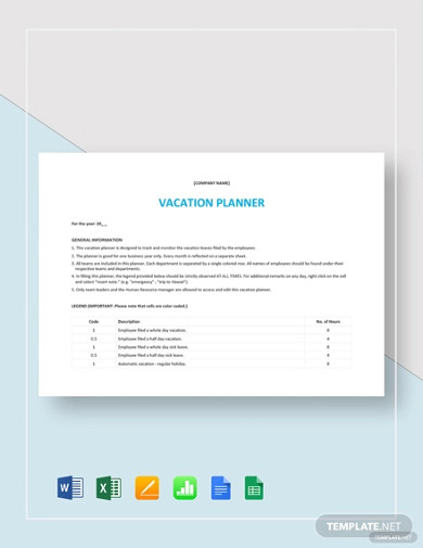 vacation planner template