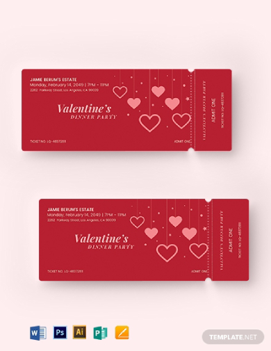 valentines party event ticket template