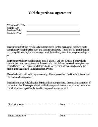 Vehicle Purchase Agreement Form