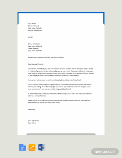 warning letter to tenant for late payment