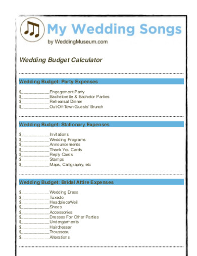 wedding budget calculator