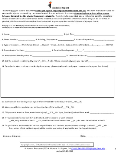 work related incident report form
